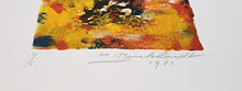 Load image into Gallery viewer, Hans Burkhardt "Illusions in red and brown" linocut (monoprint)
