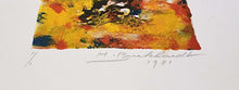 Load image into Gallery viewer, Hans Burkhardt "Figures in gold" linocut