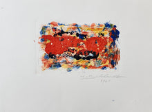 Load image into Gallery viewer, Hans Burkhardt "Abstract Orange forms" linocut (hand painted monoprint)