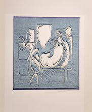 Load image into Gallery viewer, Hans Burkhardt "Abstract forms in blue" linocut