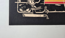 Load image into Gallery viewer, Hans Burkhardt "Abstract with tan, yellow and orange" linocut
