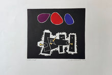 Load image into Gallery viewer, Hans Burkhardt "Abstract with purple, red and blue circles" linocut