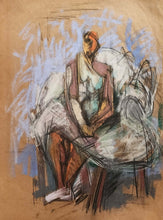 Load image into Gallery viewer, Hans Burkhardt pastel entitled Seated woman in white