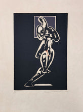 Load image into Gallery viewer, Hans Burkhardt "Standing figure with grey" linocut