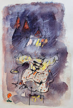 Load image into Gallery viewer, Hans Burkhardt Artwork pastel entitled Distant cathedrals in purple