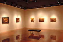 Load image into Gallery viewer, Art gallery showcasing Victor Huerta Batista Alicia en el País de las Maravillas paintings on display.