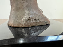 Load image into Gallery viewer, Signature and date on the base of Juan Soriano La Paloma sculpture, showcasing the artist's work from 2000.