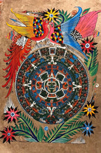 Load image into Gallery viewer, Original handmade amate paper art T. Ramirez -Aztec calendar C