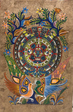 Load image into Gallery viewer, T. Ramirez - original works on handmade amate paper - Aztec calendar D