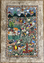 Load image into Gallery viewer, handmade amate paper art T. Ramirez - Mexican village scene A