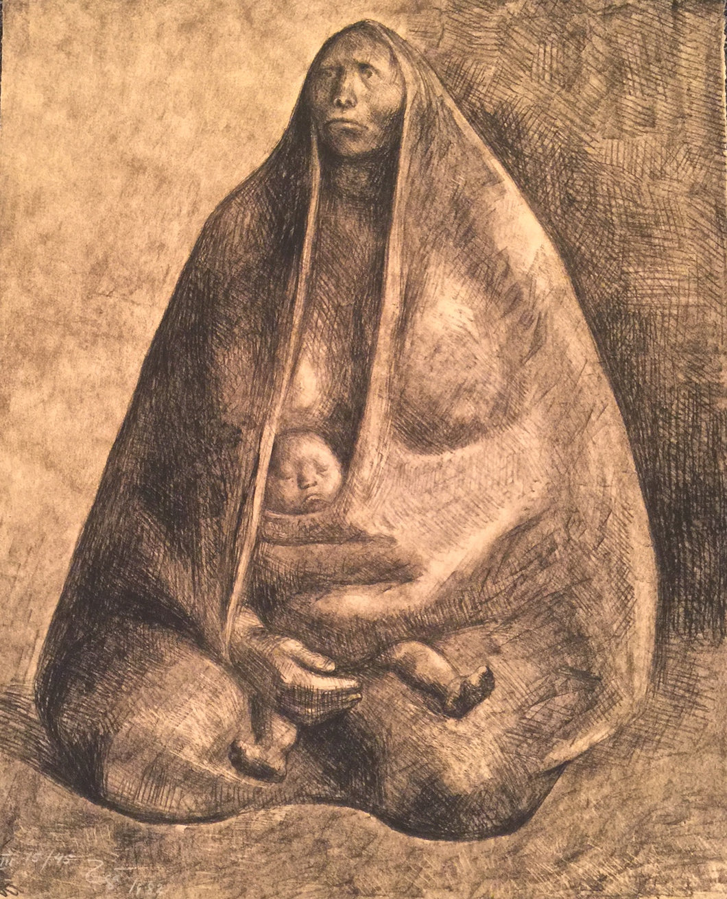 Zuniga lithograph entitled Mujer con Nino