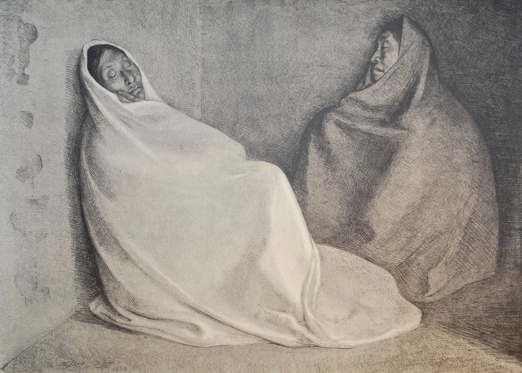 Zuniga lithograph entitled Dos Mujeres sentada