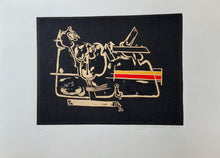 Load image into Gallery viewer, Hans Burkhardt &quot;Abstract with tan, yellow and orange&quot; linocut
