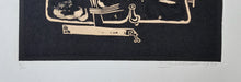 Load image into Gallery viewer, Hans Burkhardt &quot;Abstract with tan, yellow and orange&quot; linocut
