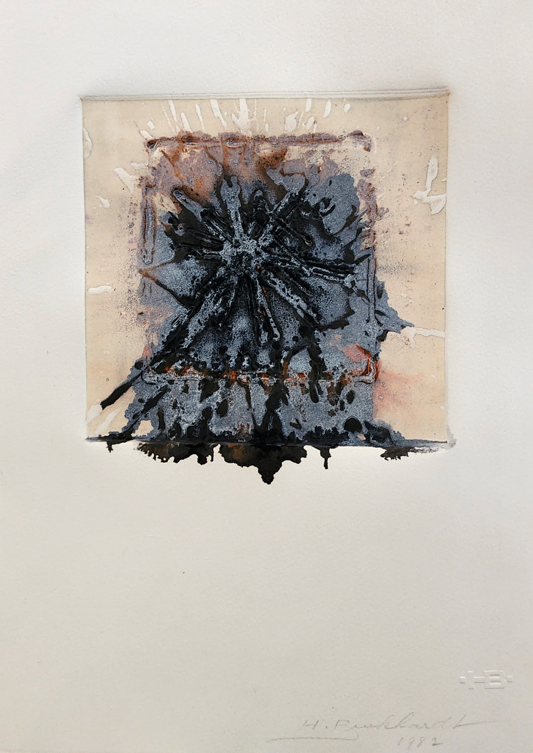 Hans Burkhardt hand painted mono print linocut 