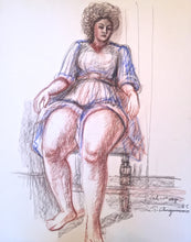 Load image into Gallery viewer, Raul Anguiano pastel &quot;Muchacha en azul&quot;
