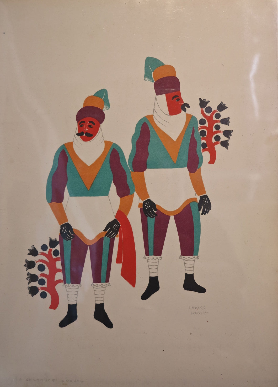 Carlos Merida - Carnival in Mexico - Two men from Huejotzingo dressed as Moors II